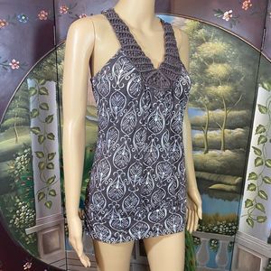Vintage Vanity Tank Top with Macrame Straps Size M Racer Back